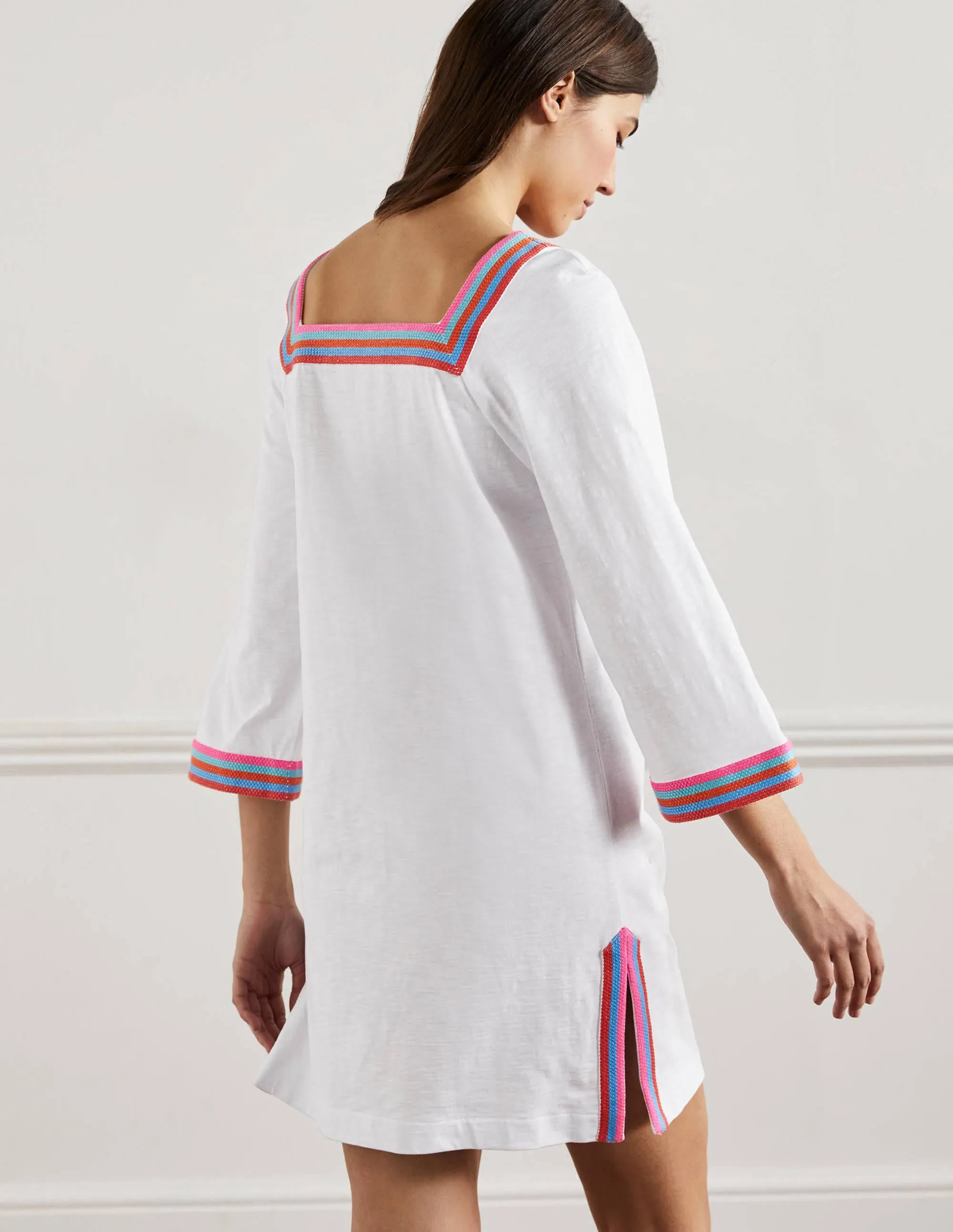 Embroidered Jersey Tunic-White