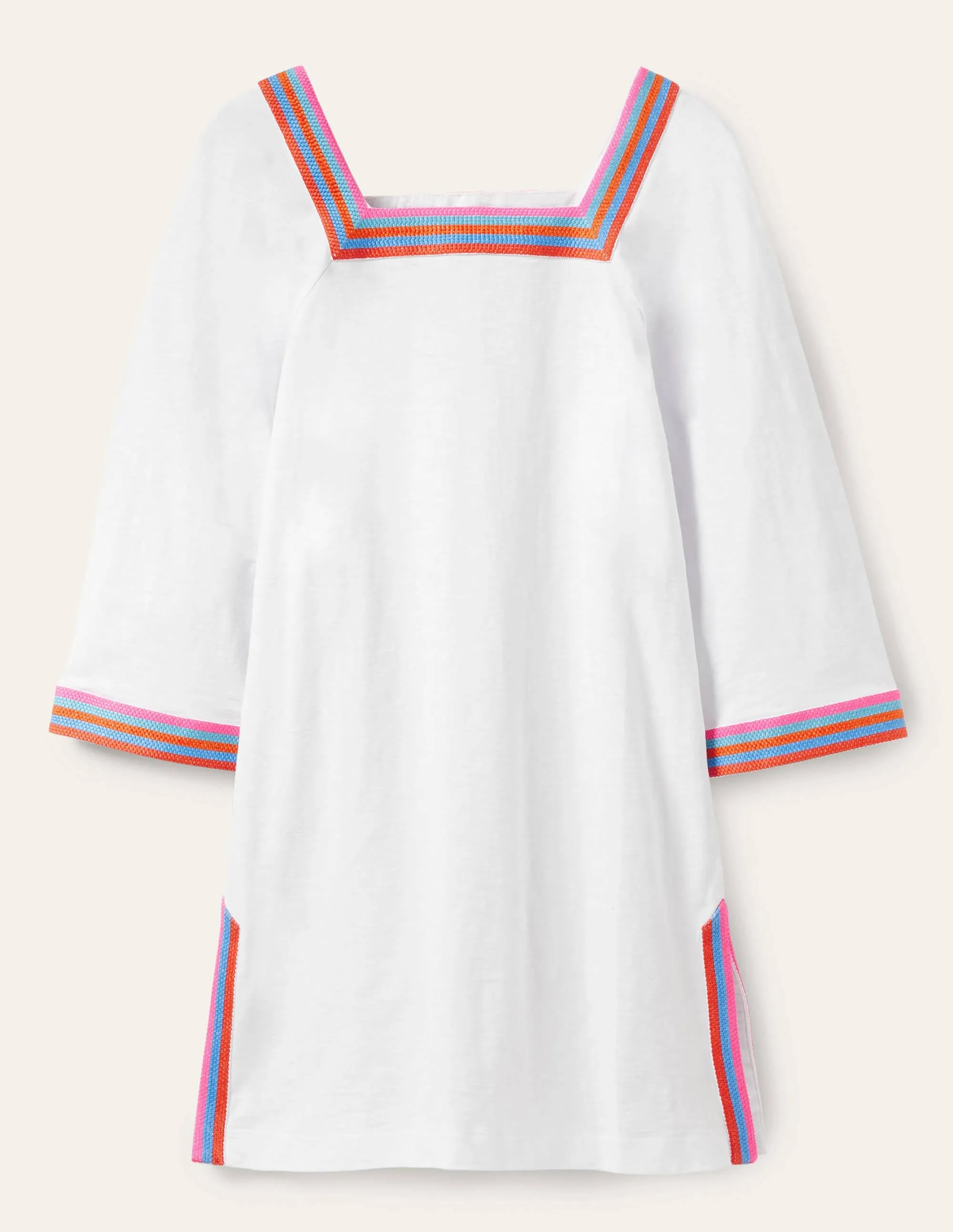 Embroidered Jersey Tunic-White