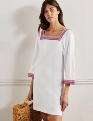 Embroidered Jersey Tunic-White