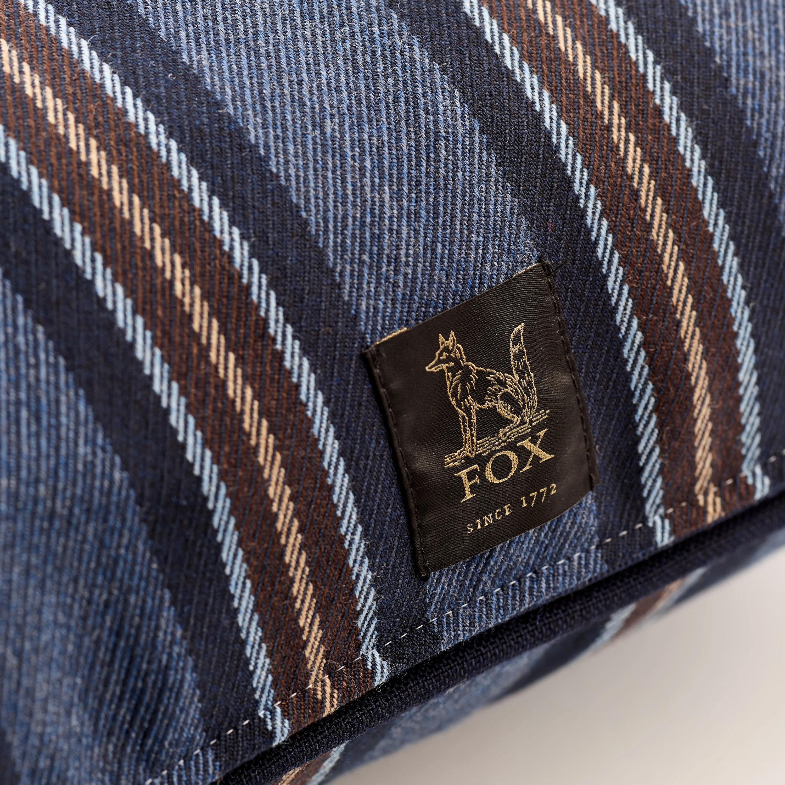 Fox Denim. Navy with Neutral Brown & Caramel Cushion Cover