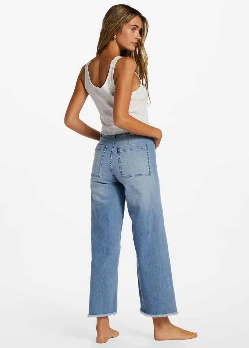 Free Fall Indigo Wide-Leg Jeans - Surf Spray