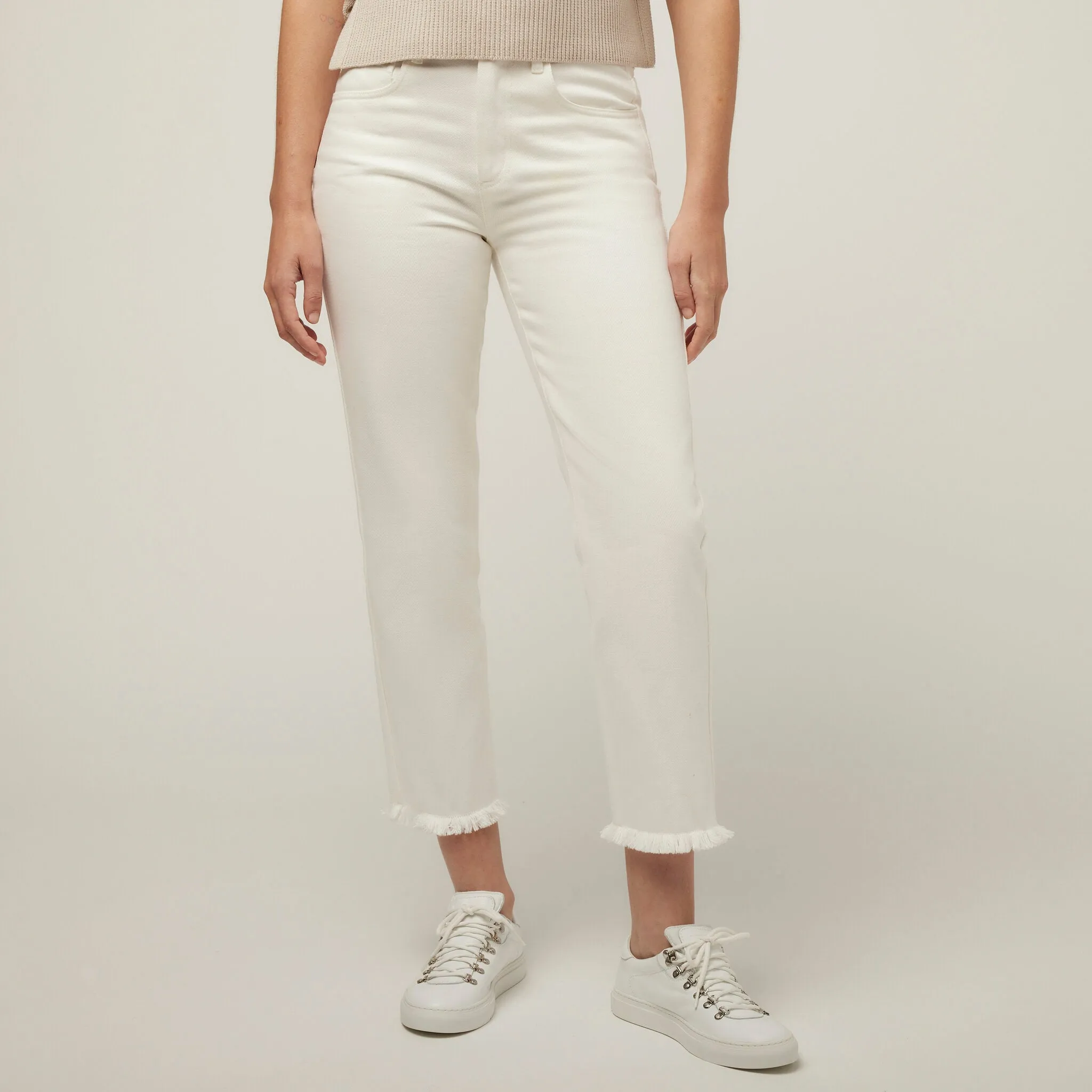 Fringe Hem Straight Leg Pant