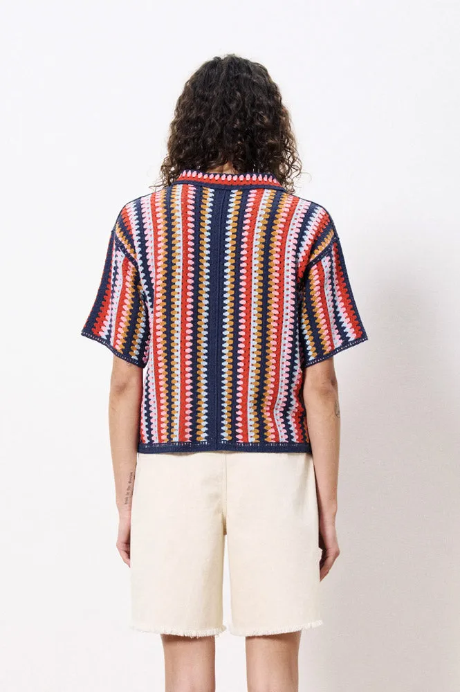FRNCH Akira Stripe Crochet Top