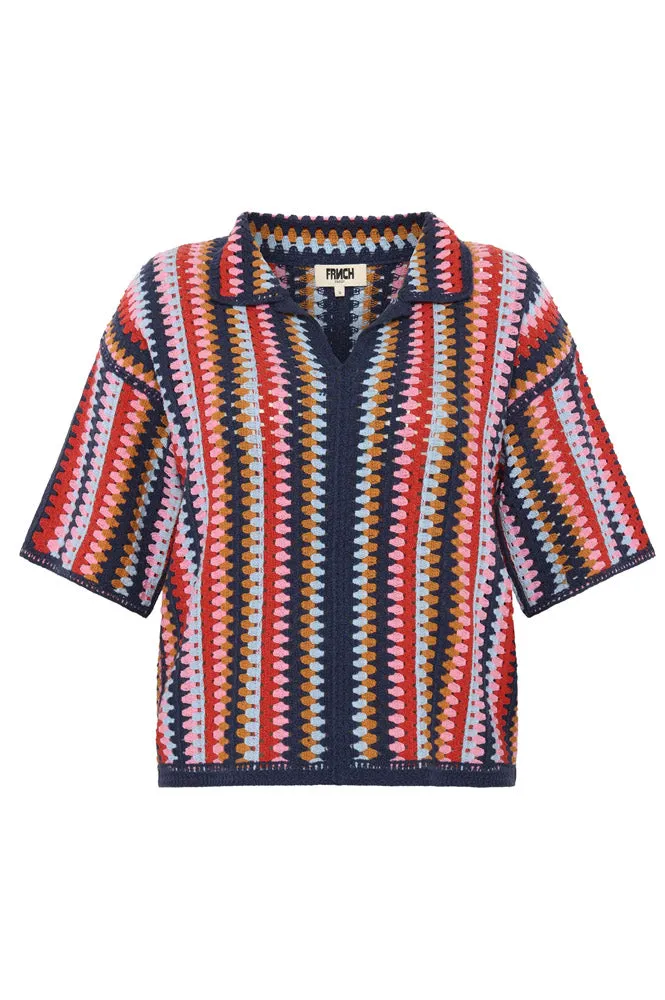 FRNCH Akira Stripe Crochet Top