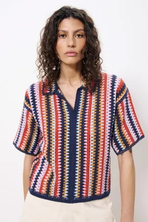 FRNCH Akira Stripe Crochet Top