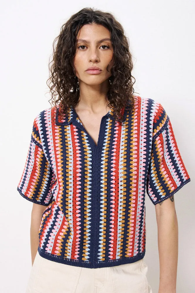 FRNCH Akira Stripe Crochet Top
