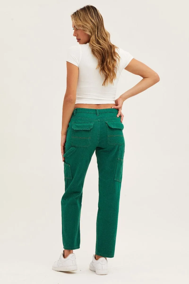 Green Carpenter Denim Jeans Low Rise
