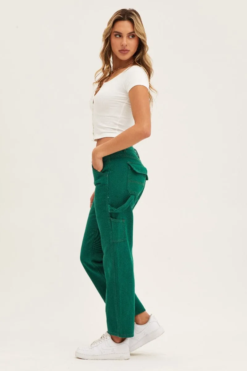 Green Carpenter Denim Jeans Low Rise
