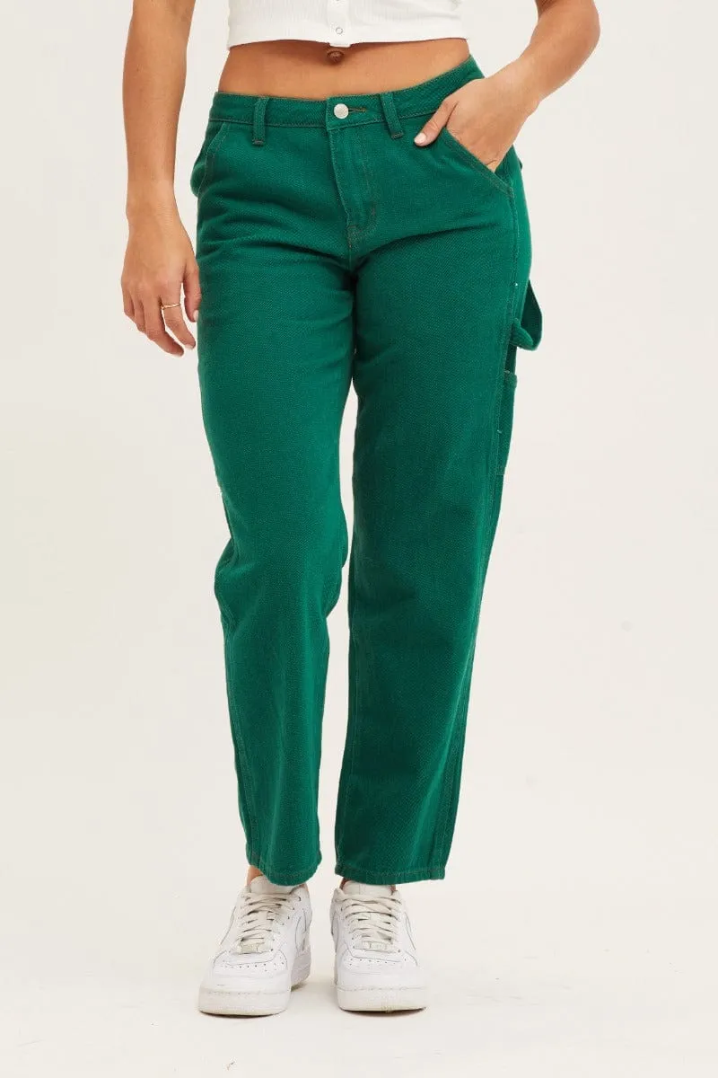 Green Carpenter Denim Jeans Low Rise