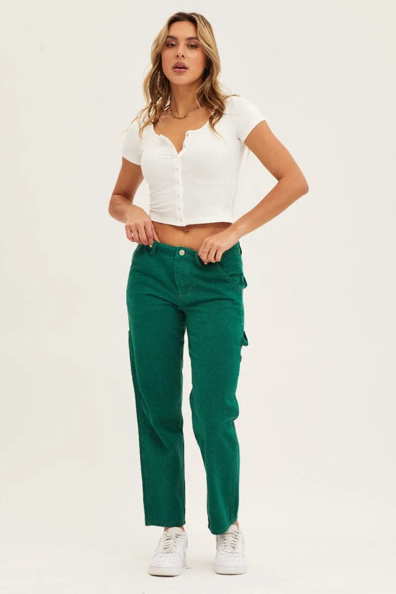 Green Carpenter Denim Jeans Low Rise
