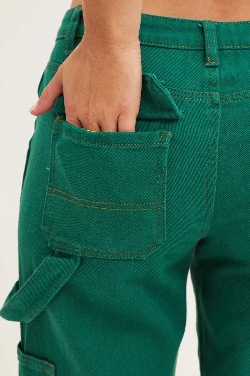 Green Carpenter Denim Jeans Low Rise