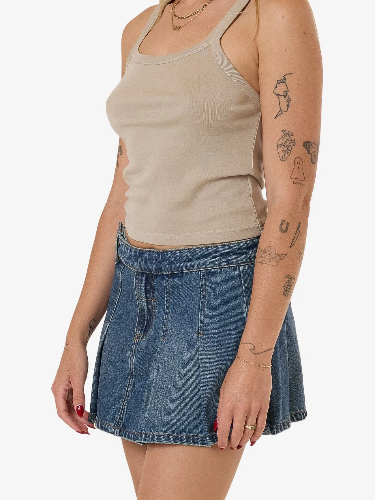 Lucie Pleated Skirt - Vintage Indigo Fade