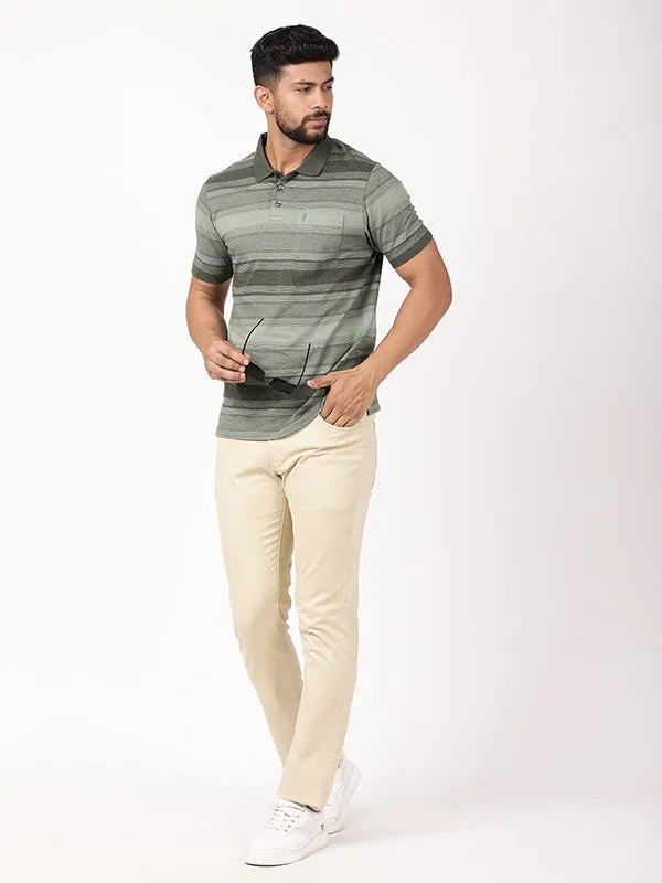 Men Striped Polo T-Shirt