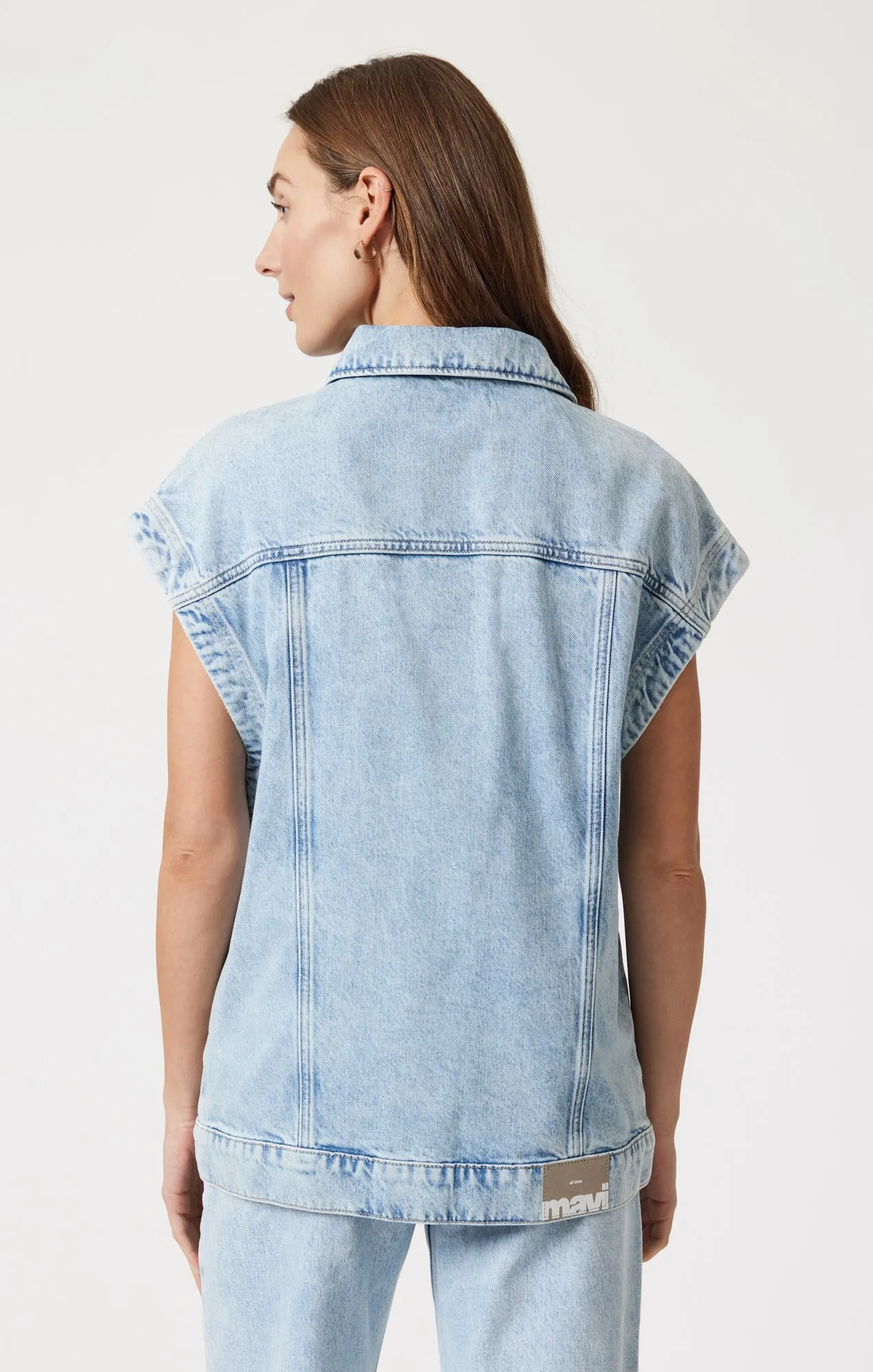 NADIA VEST IN BLEACHED WELL BLUE