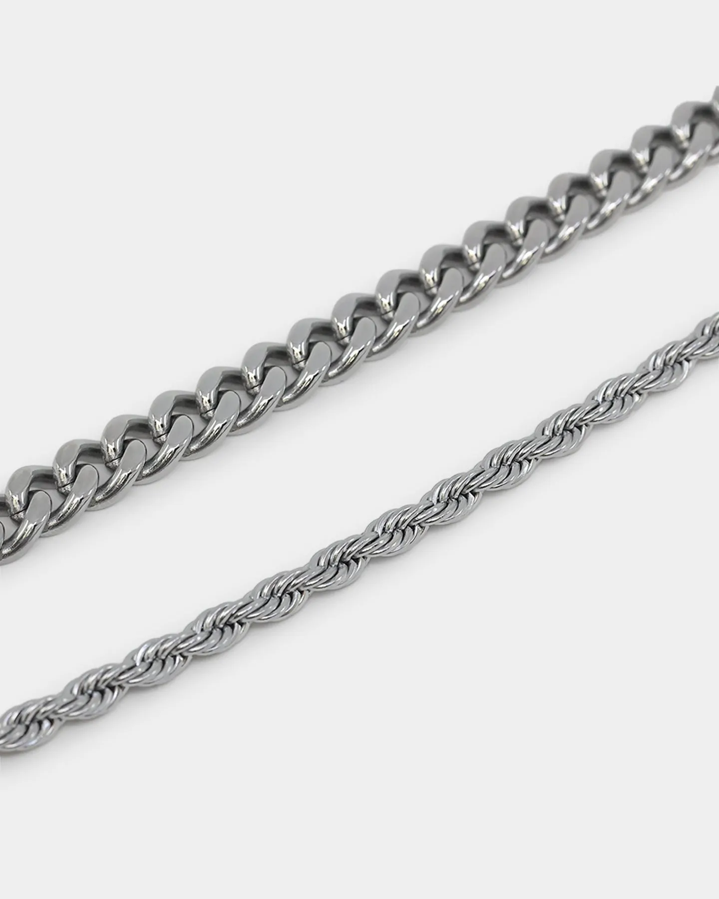 NXS Cuban Rope Bracelet Set White Gold