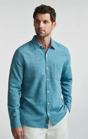 ONE POCKET LONG SLEEVE BUTTON-UP SHIRT IN STORM BLUE