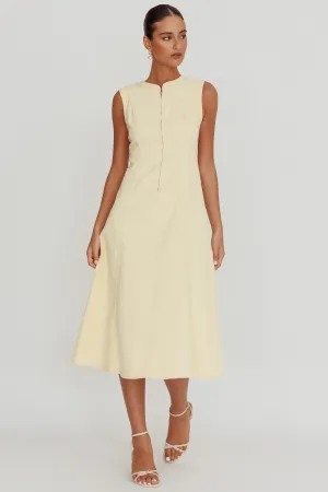 Passionate Flame Sleeveless A-line Midi Dress Beige