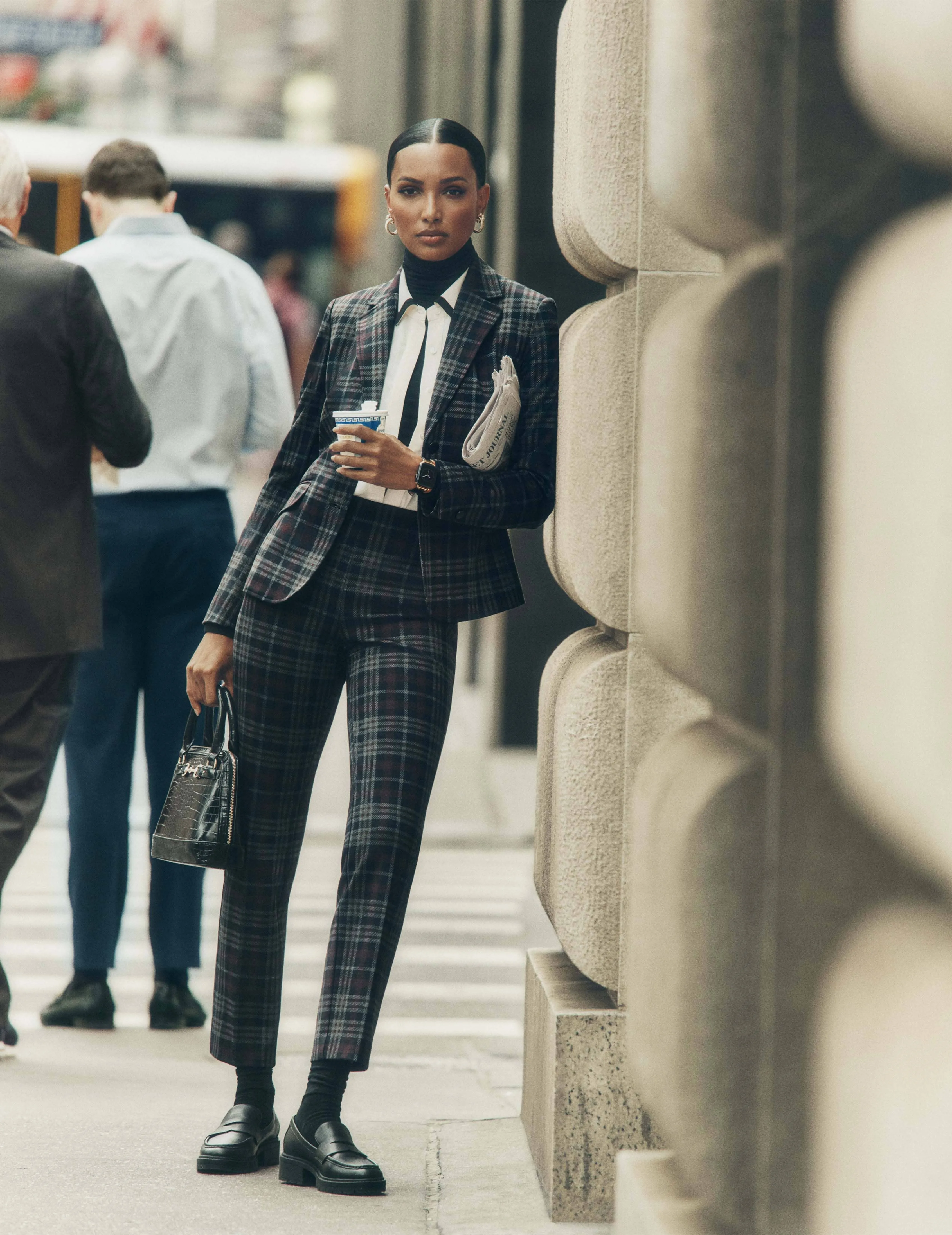 Plaid Printed Two Button Jacket- Sale