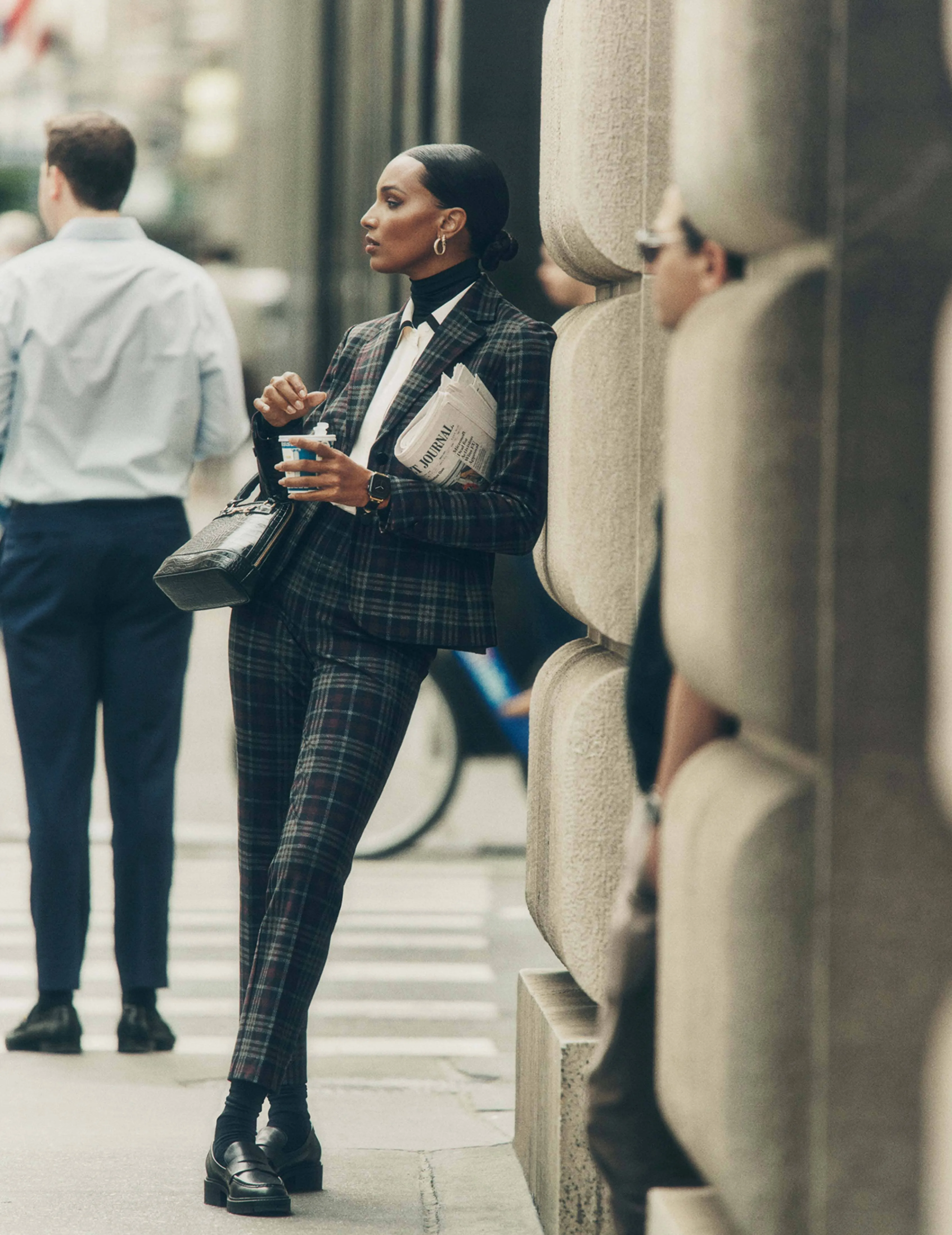 Plaid Printed Two Button Jacket- Sale