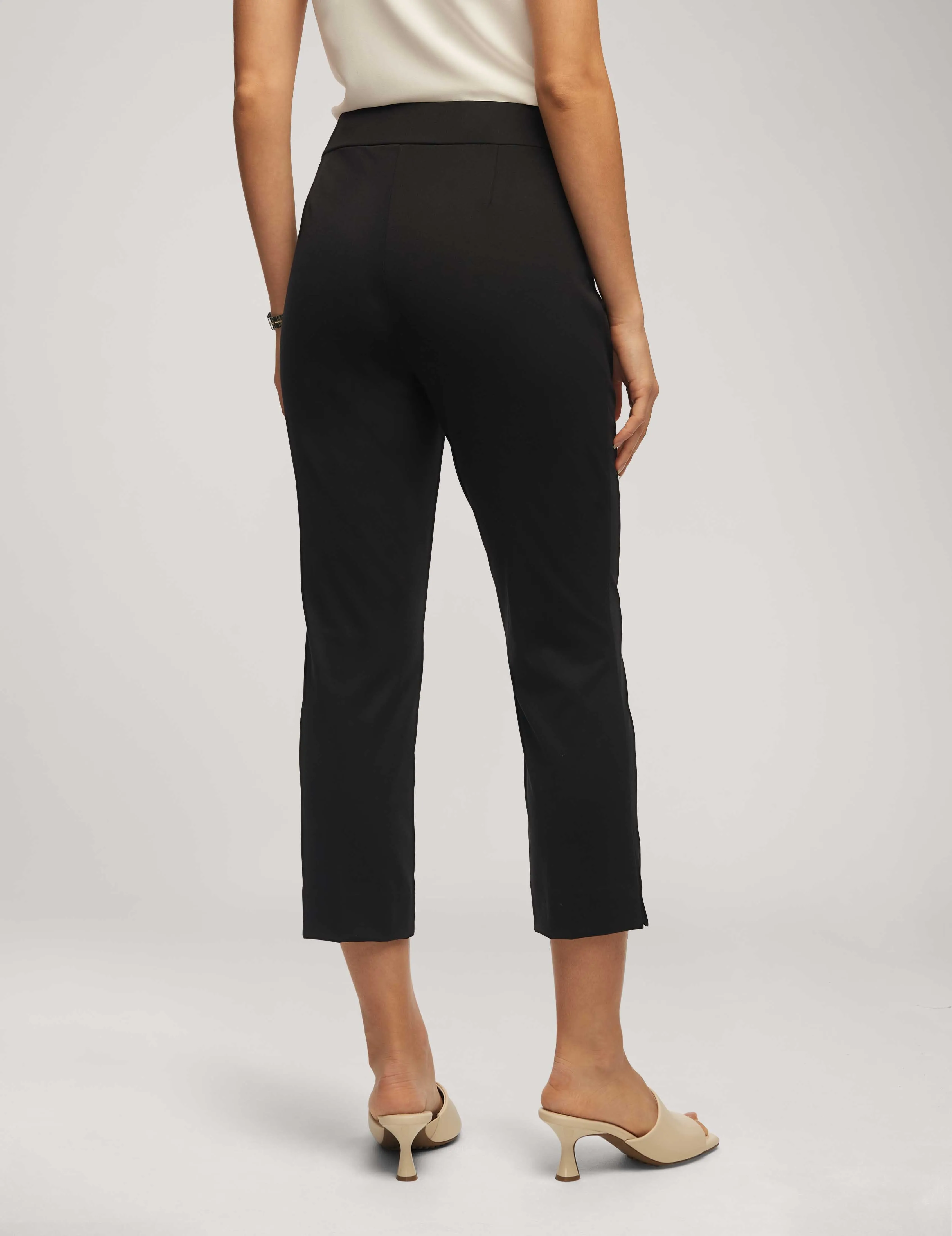 Pull On Slim Crop With Side Slits Anne Deluxe- Sale