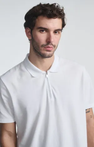 QUARTER ZIP POLO SHIRT IN WHITE