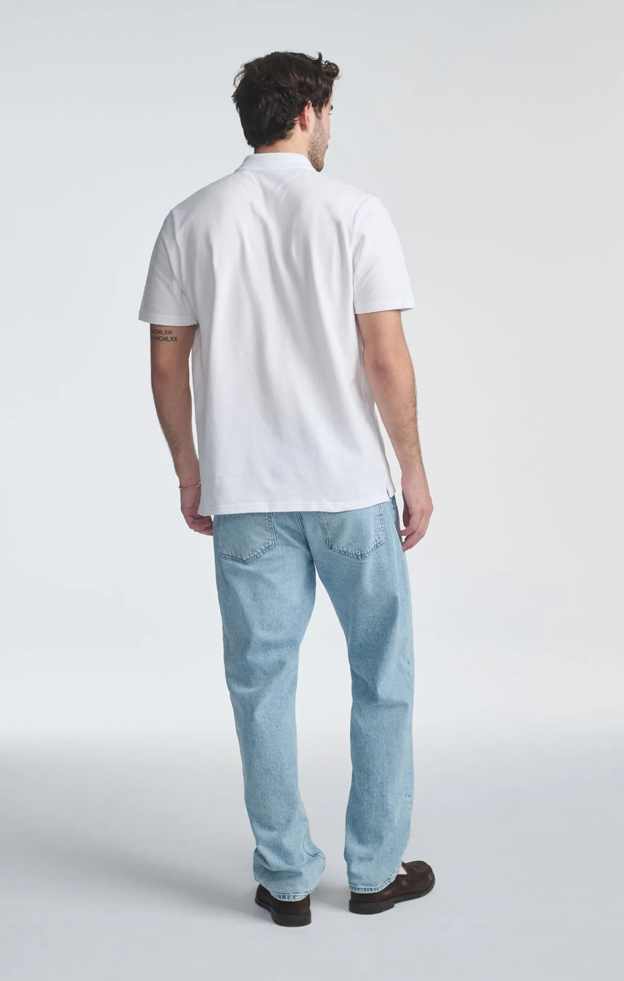 QUARTER ZIP POLO SHIRT IN WHITE