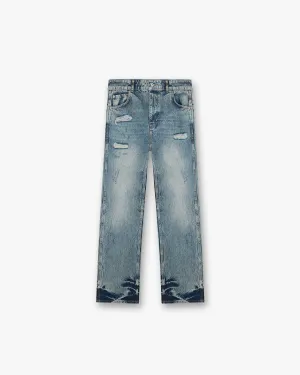 R3 Distressed Baggy Denim - Blue Cream