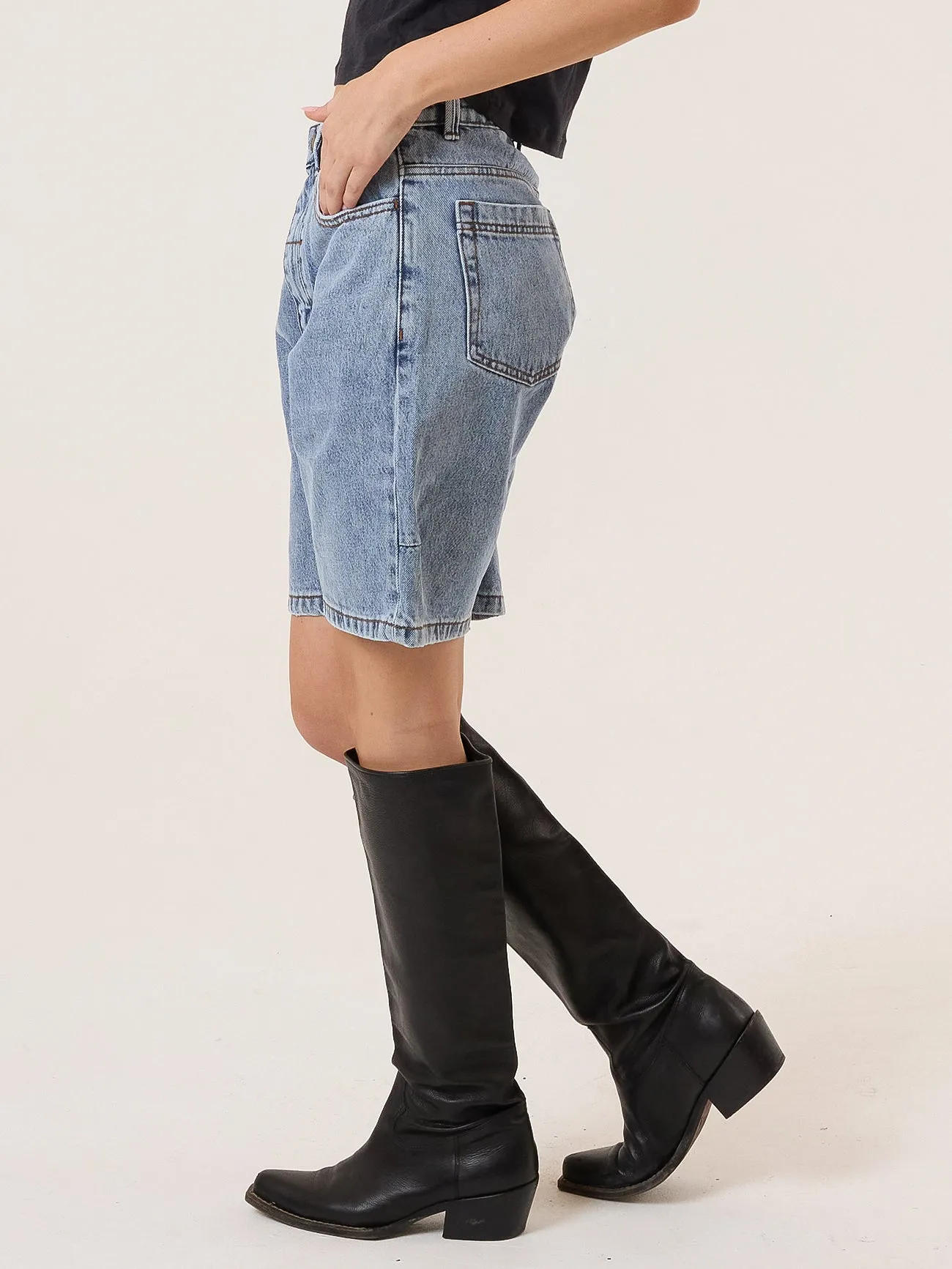 Reagan Slouch Short - Vintage Stone Blue