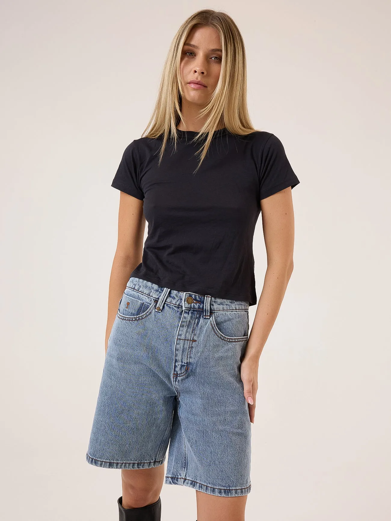 Reagan Slouch Short - Vintage Stone Blue