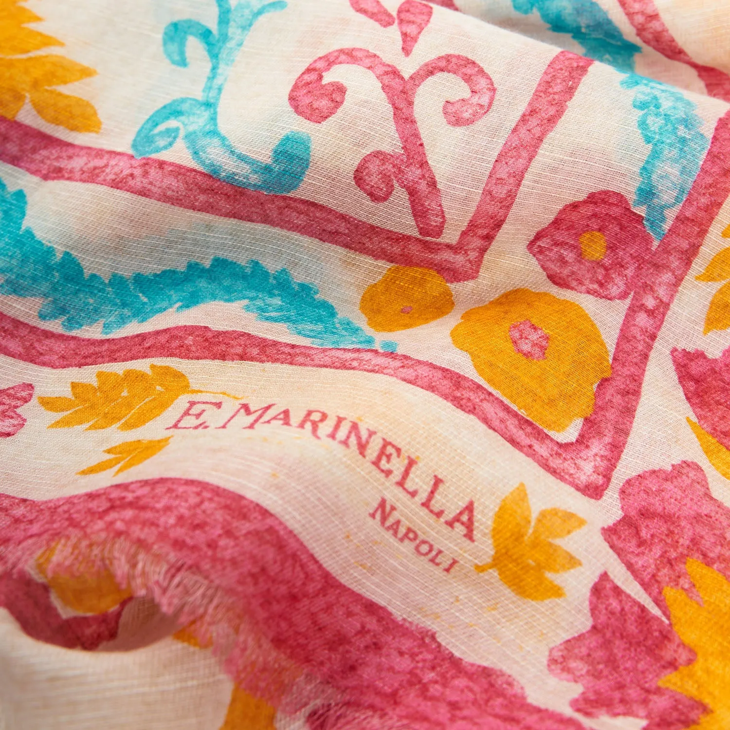 RED COTTON AND LINEN SCARF