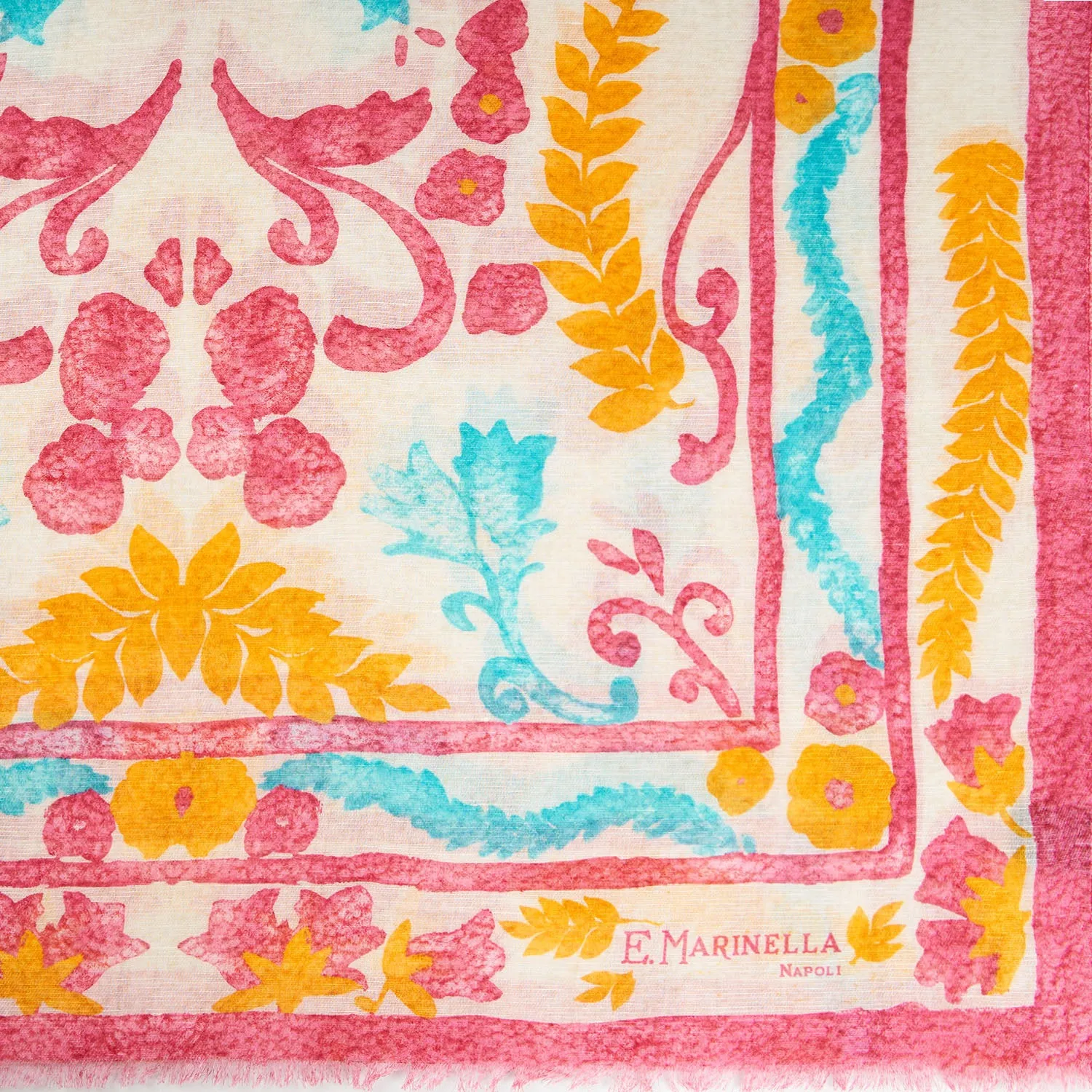 RED COTTON AND LINEN SCARF