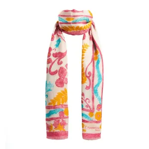 RED COTTON AND LINEN SCARF