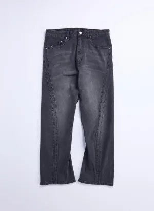 Rinse Wash Cotton Lycra Z-Twill Curved Slim Jeans
