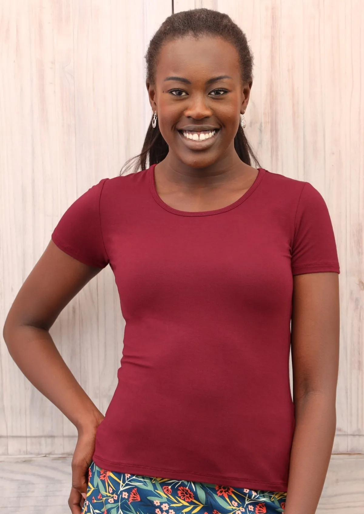 Scoop Neck T-Shirt Maroon