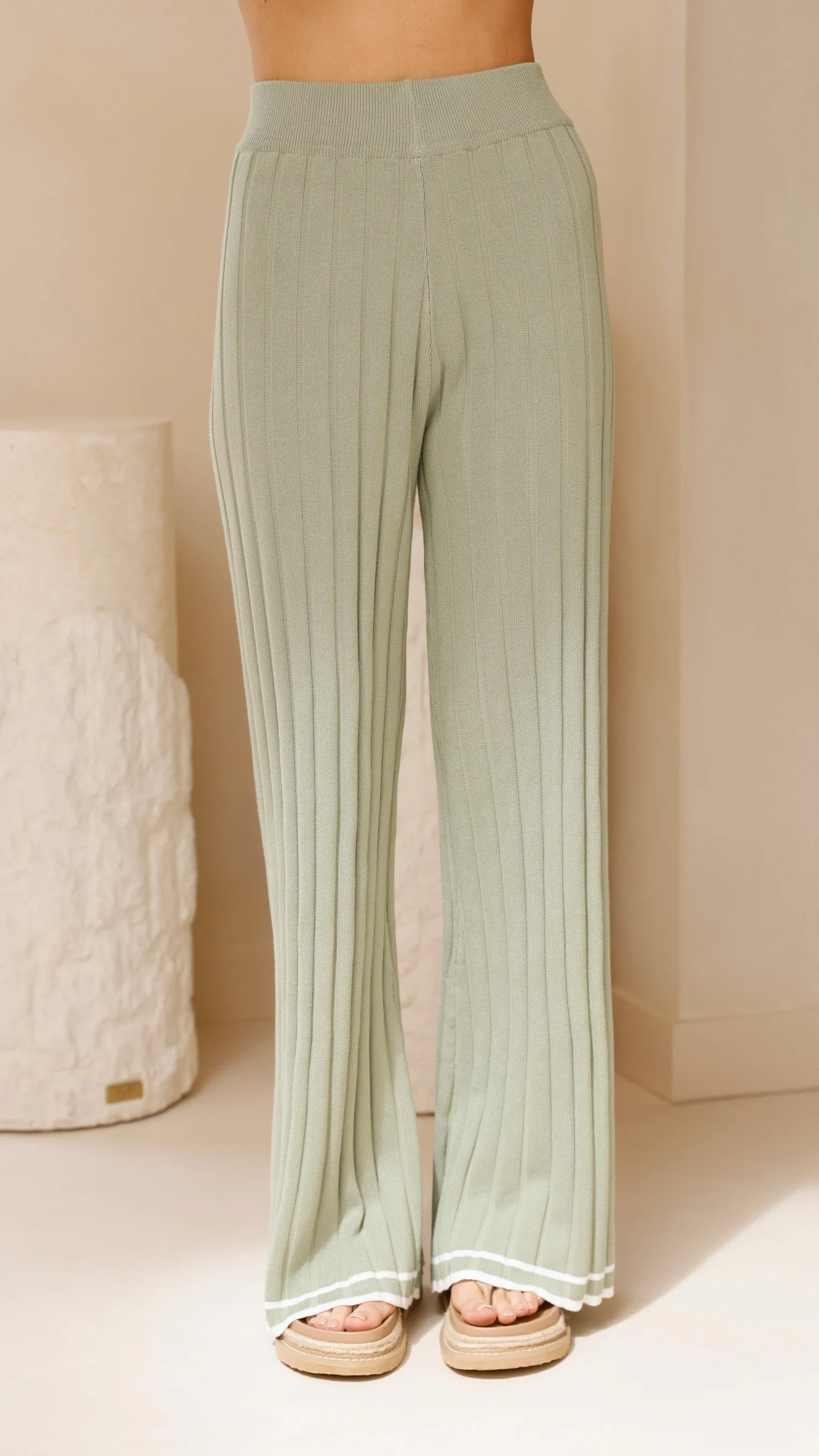 Shaylie Wide Leg Pants - Sage