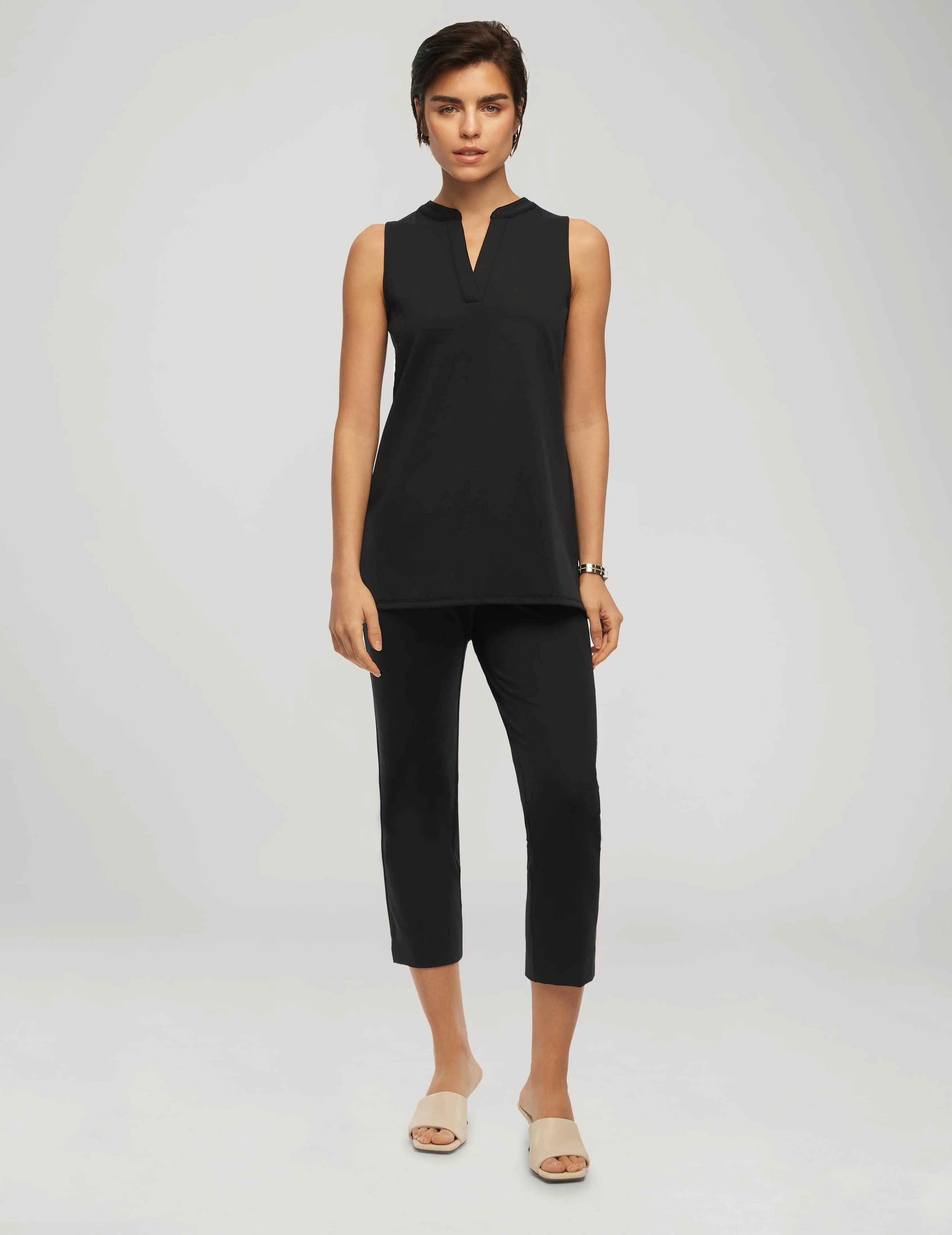 Sleeveless Split Neck Anne Deluxe Tank- Sale