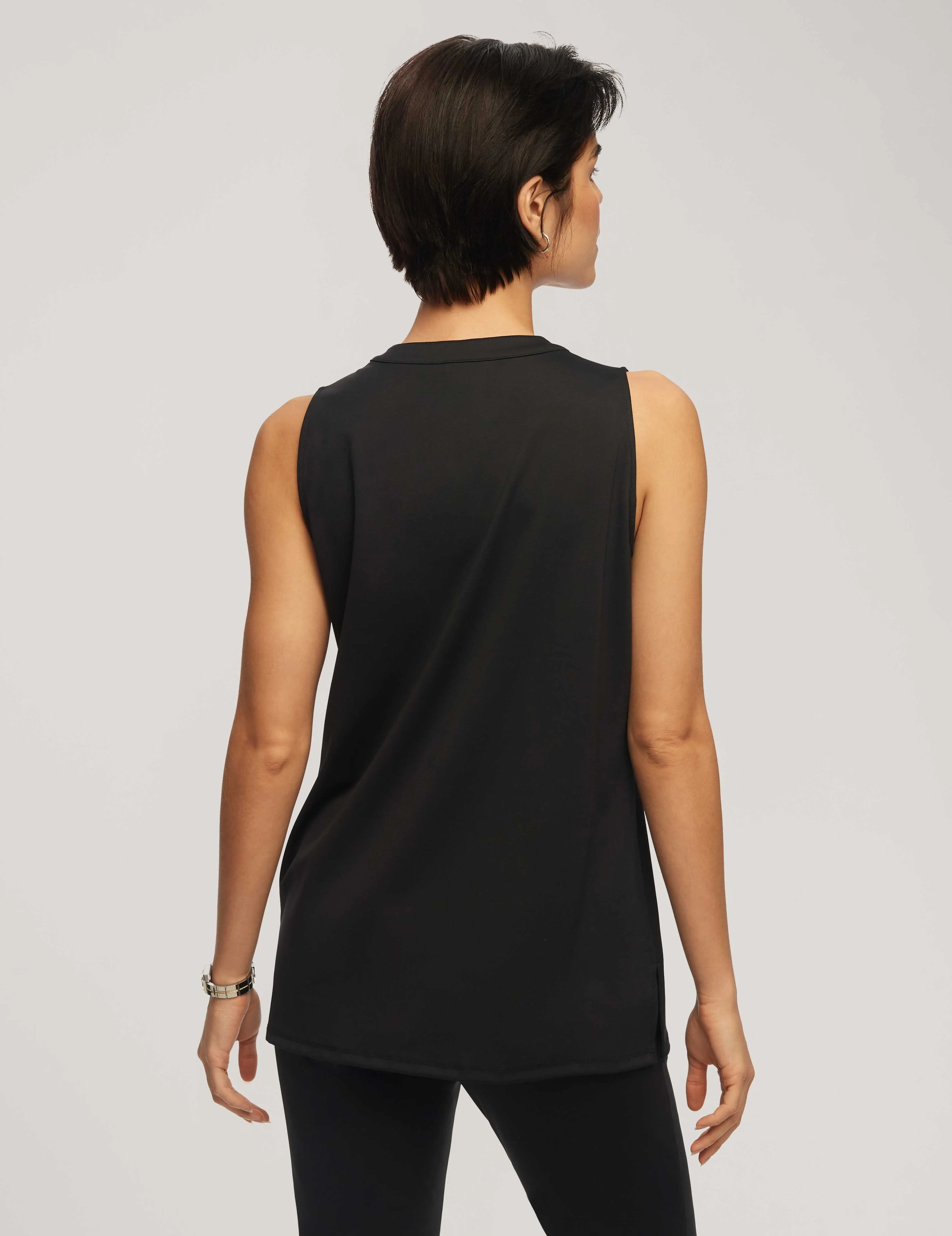 Sleeveless Split Neck Anne Deluxe Tank- Sale