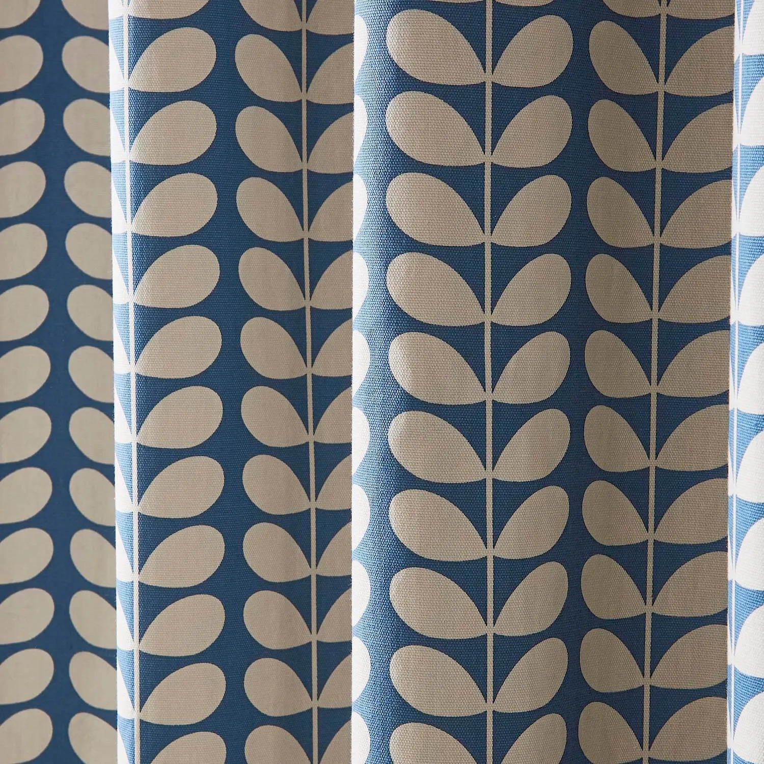Solid Stem Lined Eyelet Curtains - Denim