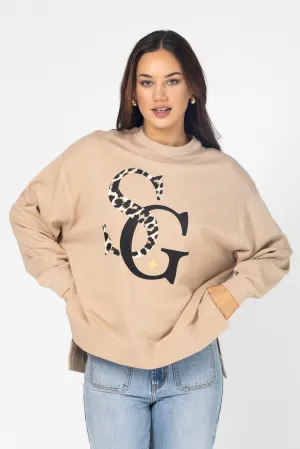 Stella   Gemma Sunday Sweater Leopard Logo Concrete