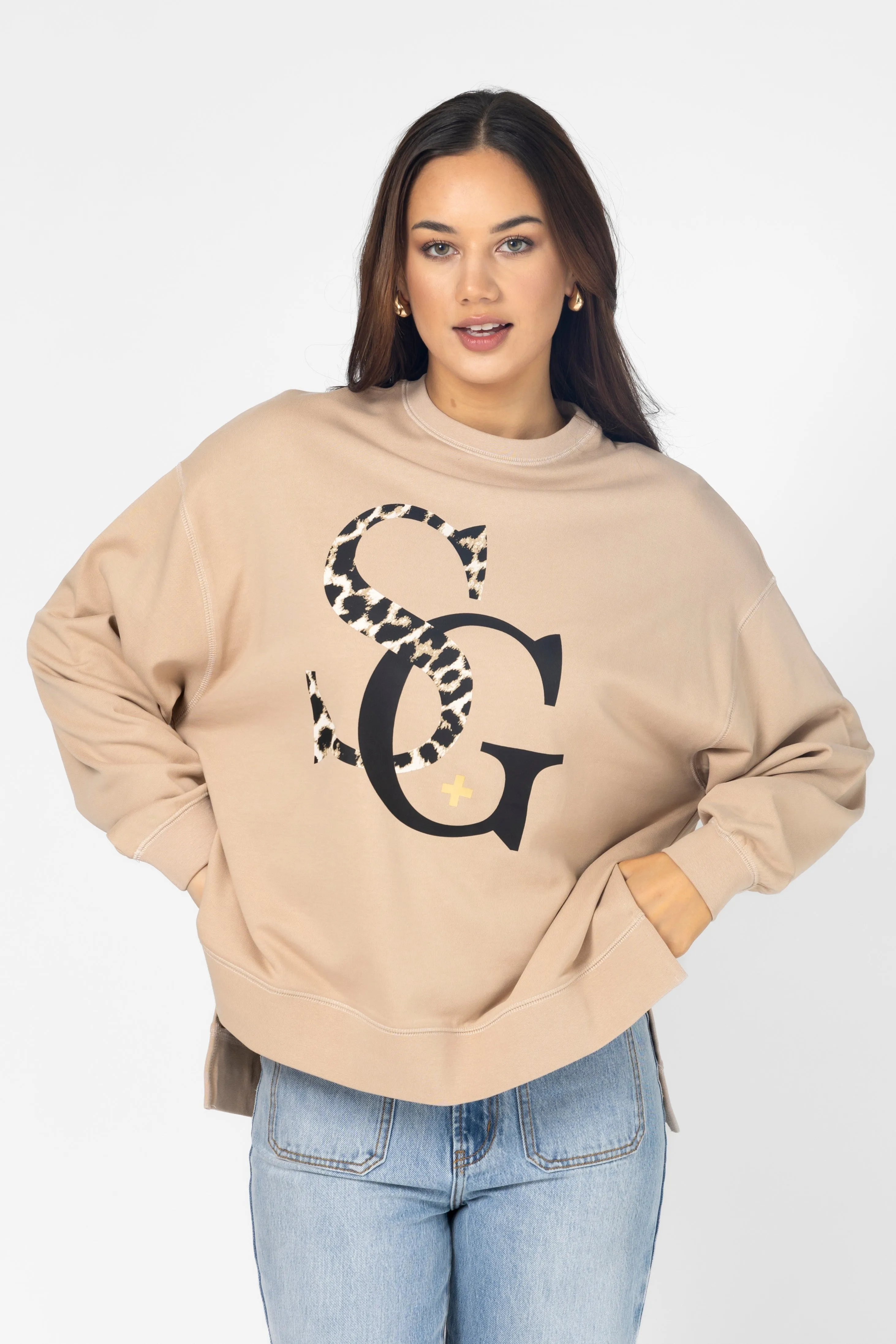 Stella   Gemma Sunday Sweater Leopard Logo Concrete