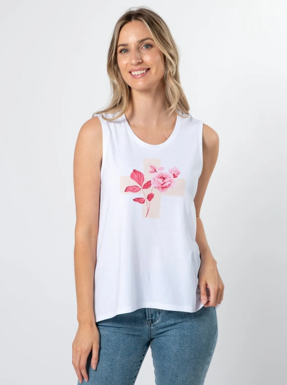 Stella   Gemma Tank White Jolie Ruby Rose Cross