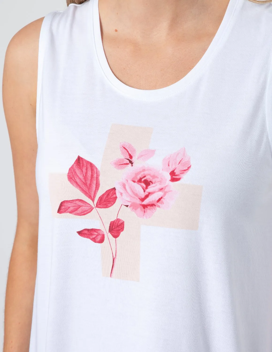Stella   Gemma Tank White Jolie Ruby Rose Cross