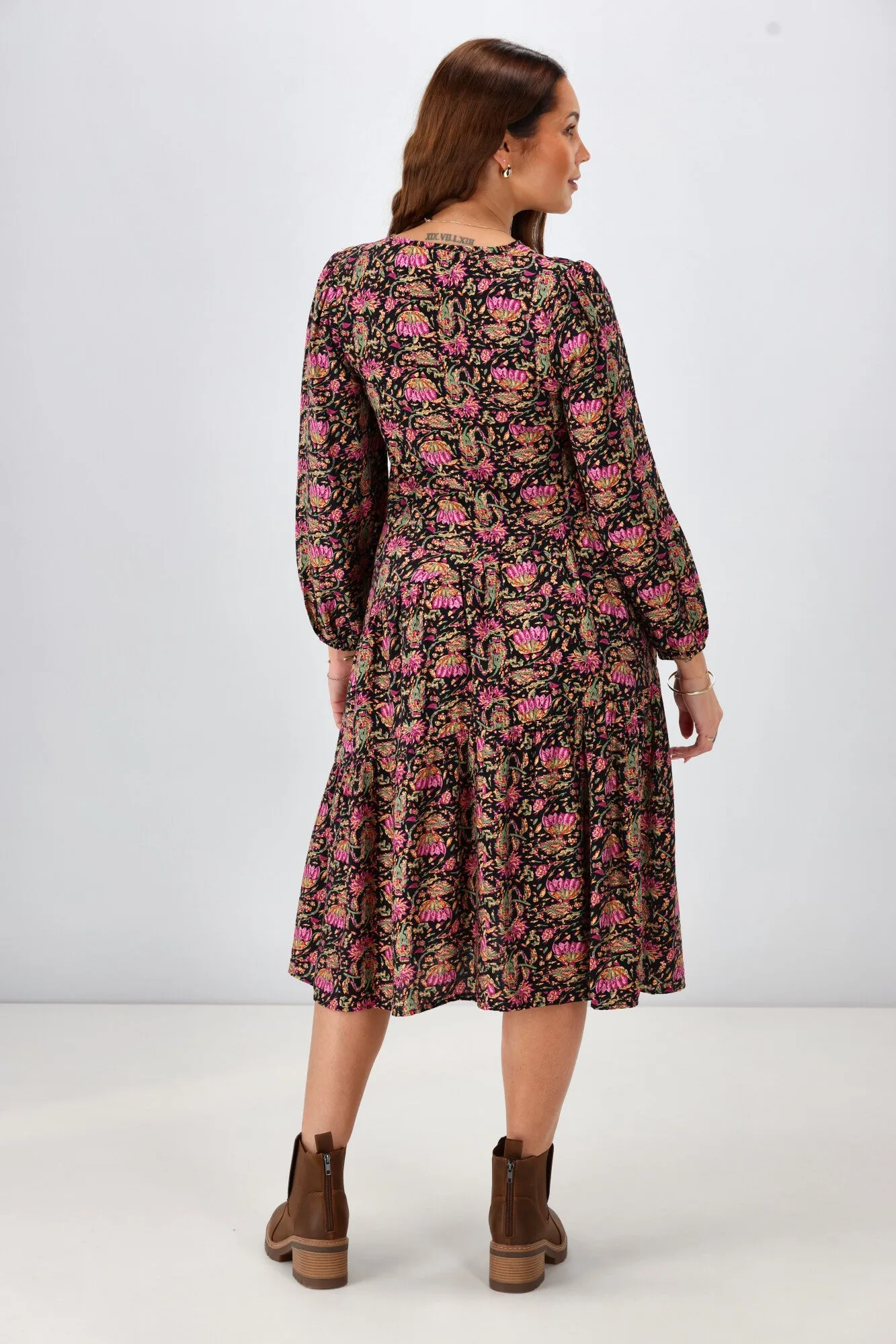 Sunday Boho Celine Dress Paisley Print Black