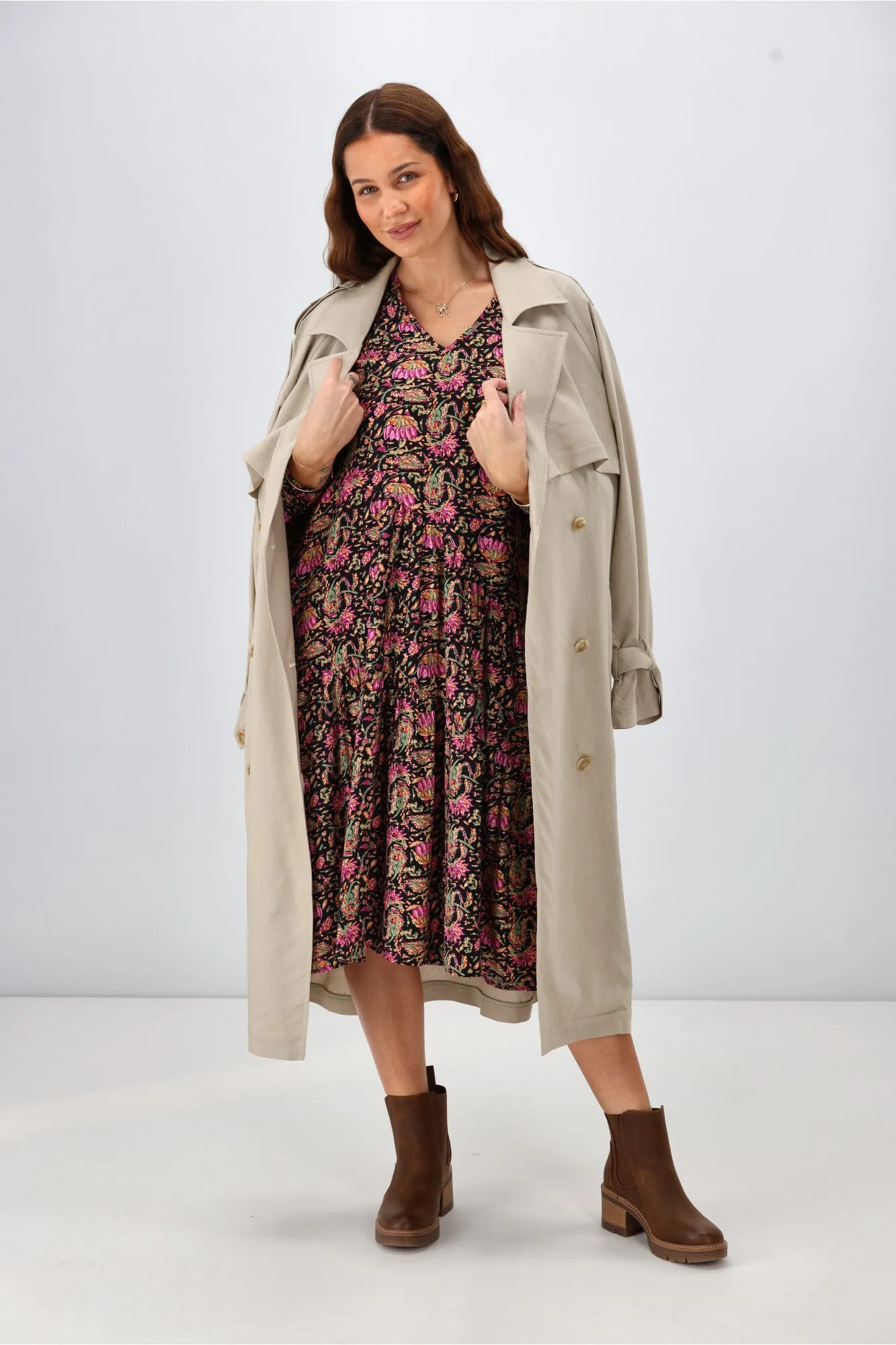 Sunday Boho Celine Dress Paisley Print Black