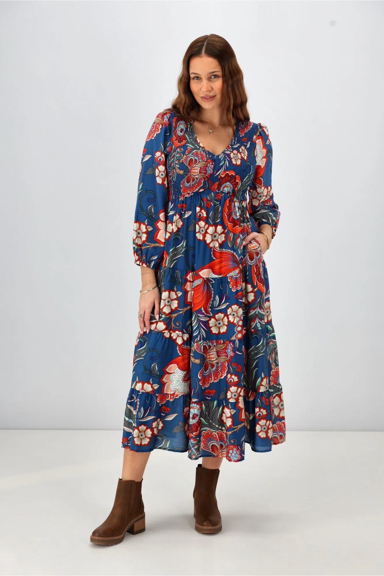 Sunday Boho Emerie Dress Paisley Print Blue