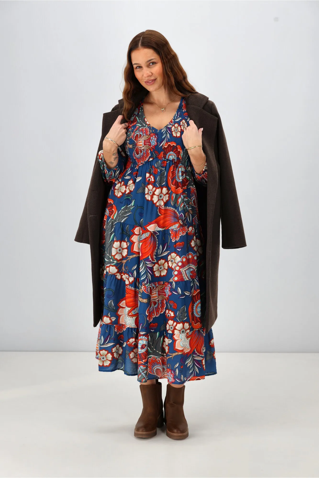 Sunday Boho Emerie Dress Paisley Print Blue