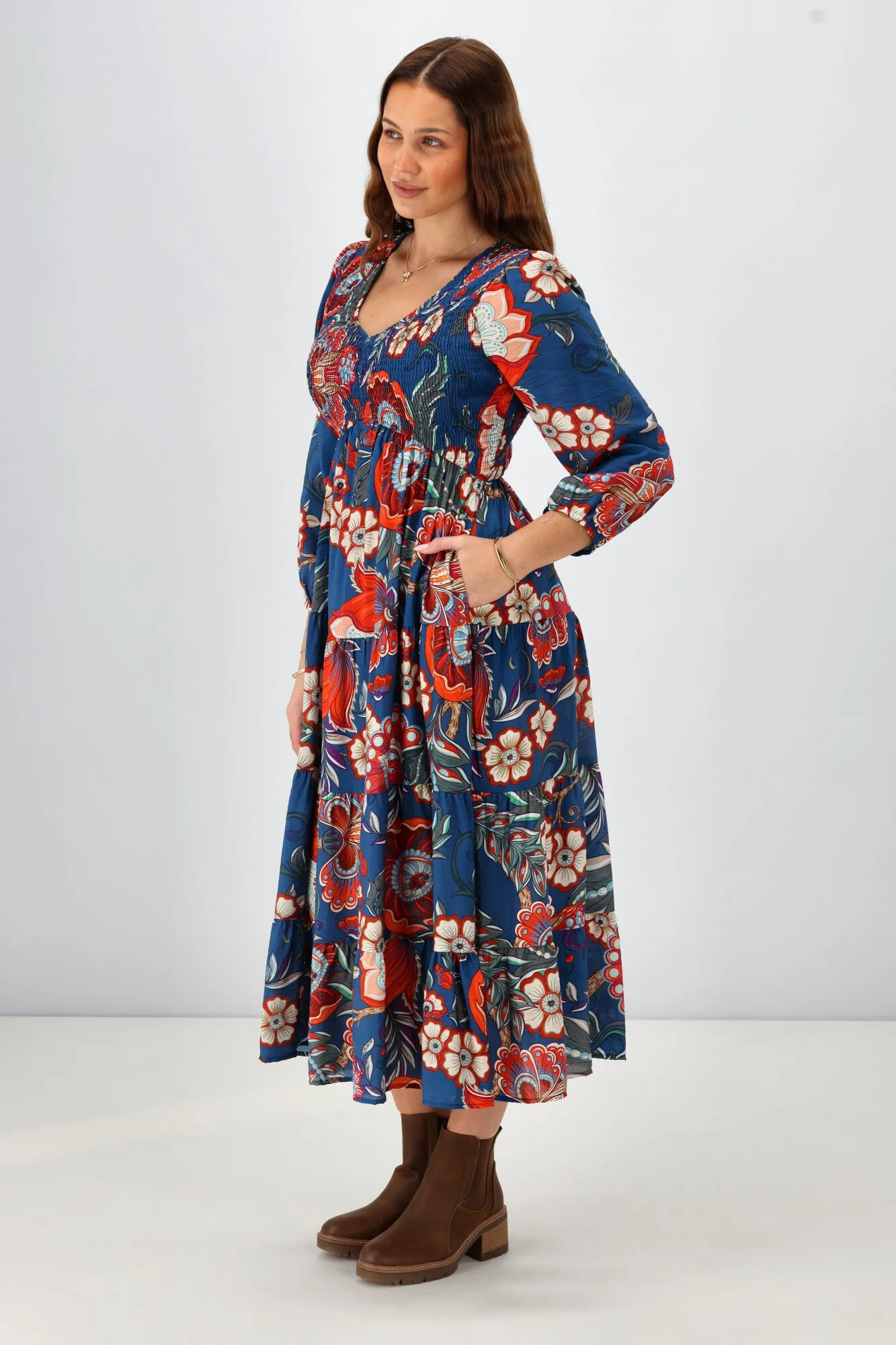 Sunday Boho Emerie Dress Paisley Print Blue