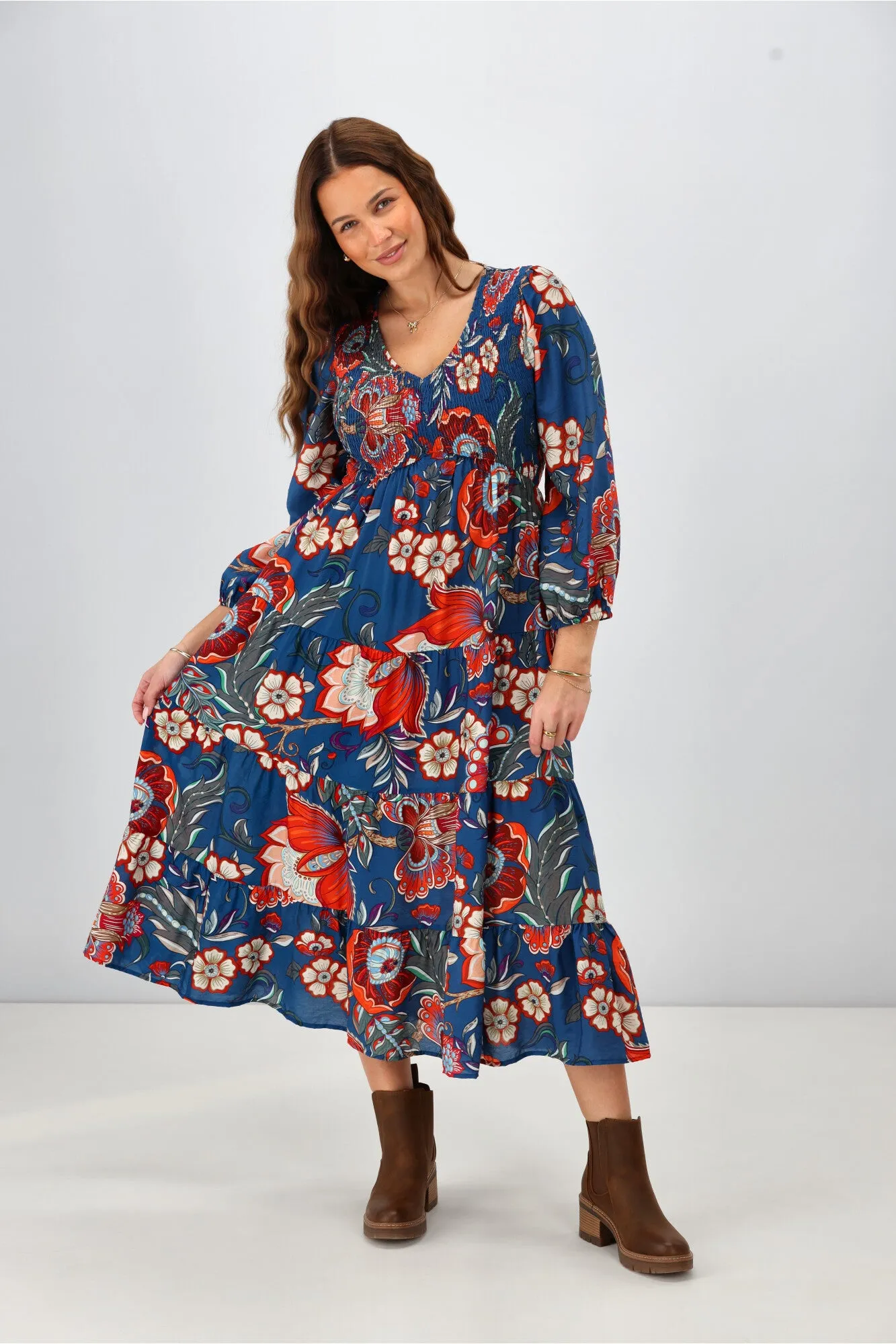 Sunday Boho Emerie Dress Paisley Print Blue