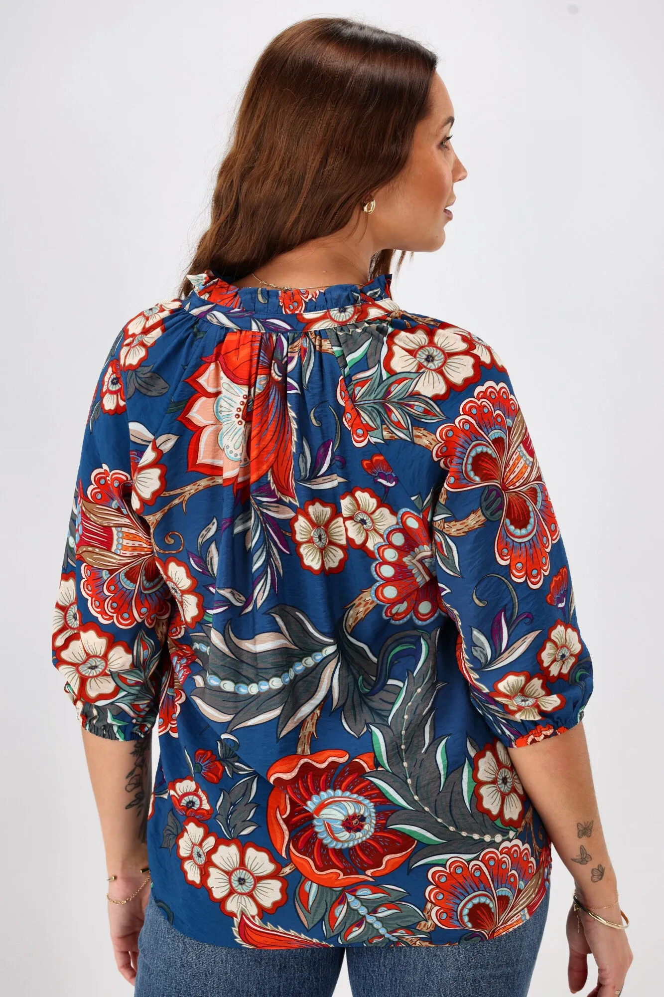 Sunday Boho Gianna Top Paisley Print Blue