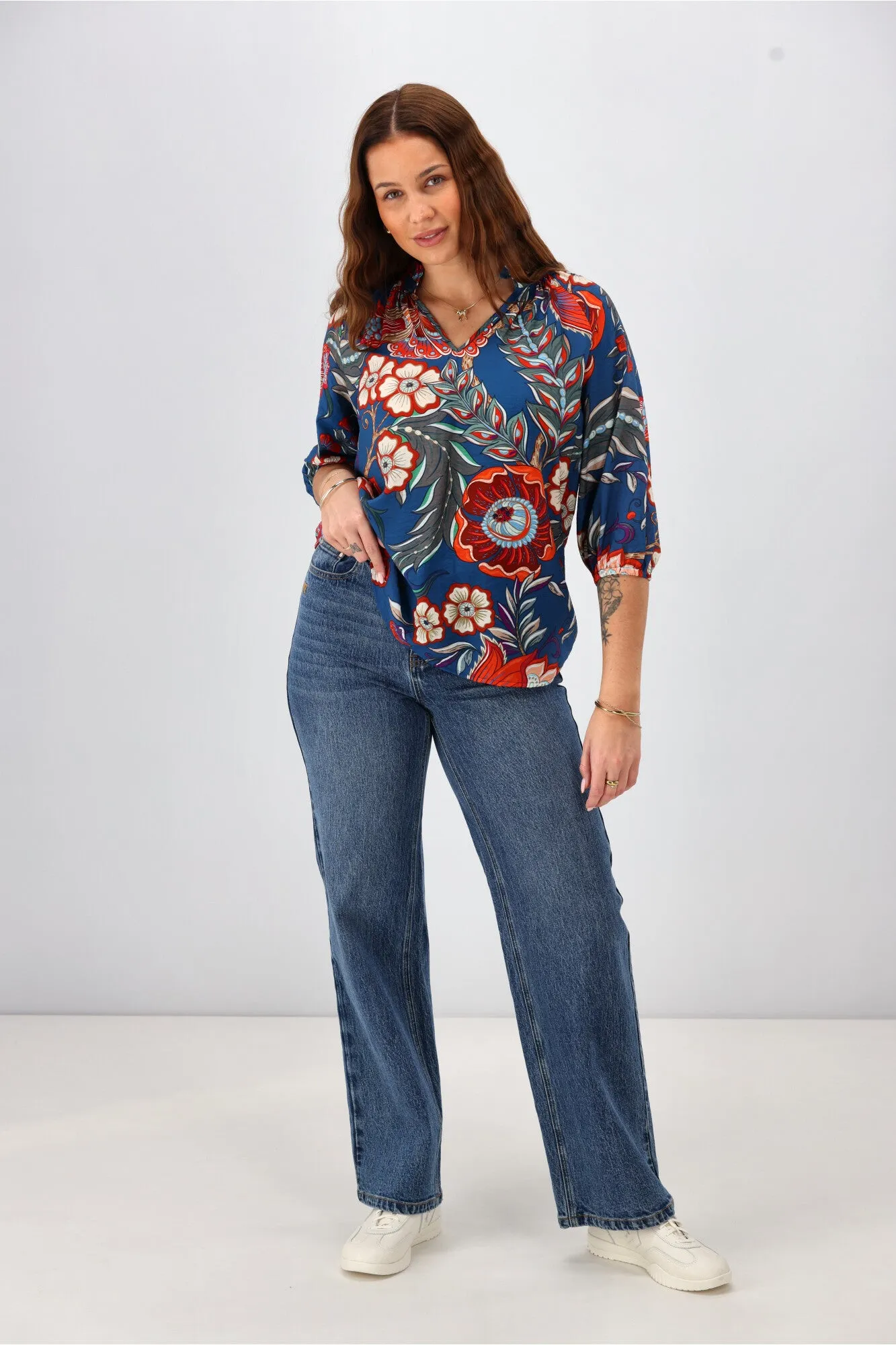 Sunday Boho Gianna Top Paisley Print Blue